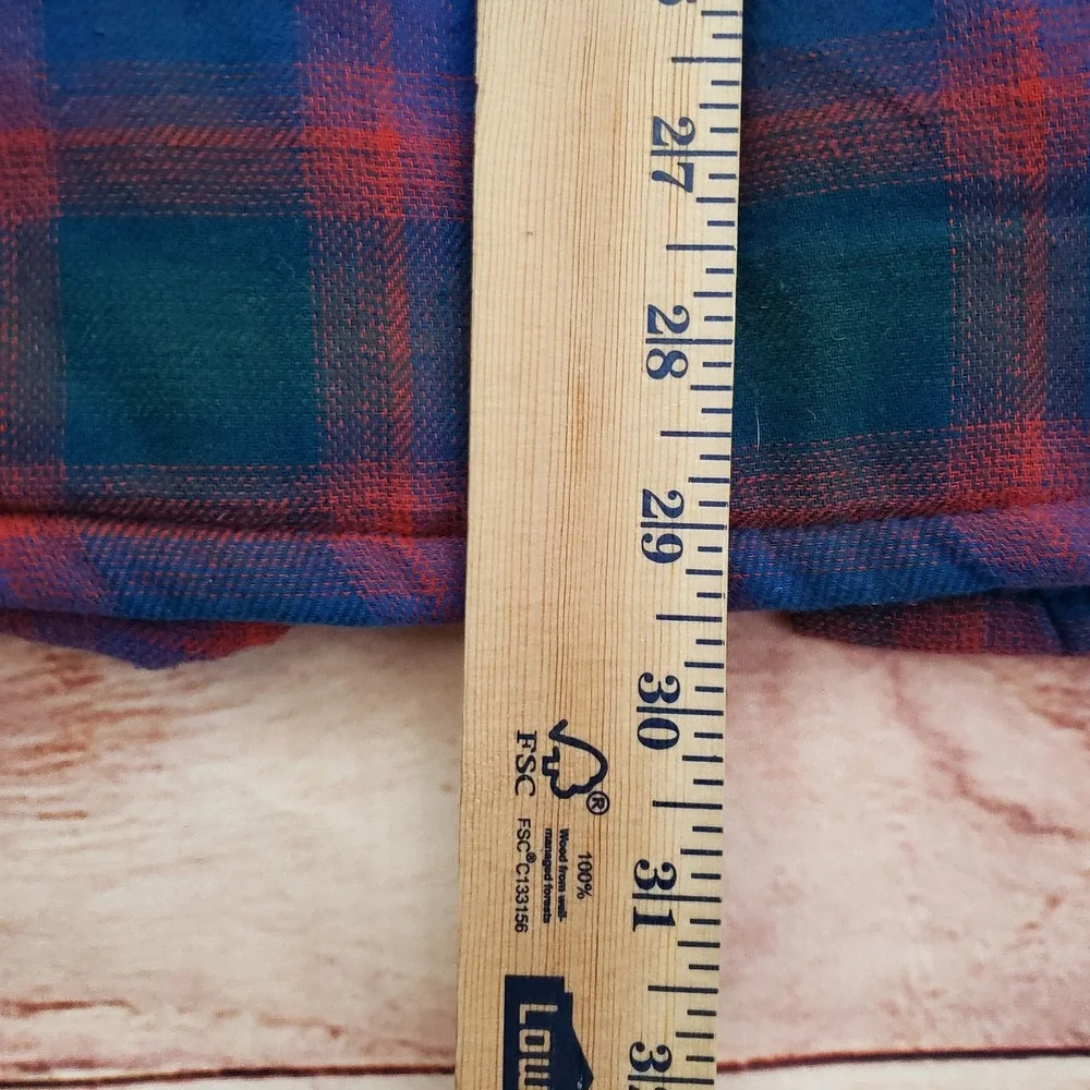 Wrangler Jacket Mens Medium Blue Red Plaid Hooded‎ Flannel Lined Warm Outdoor